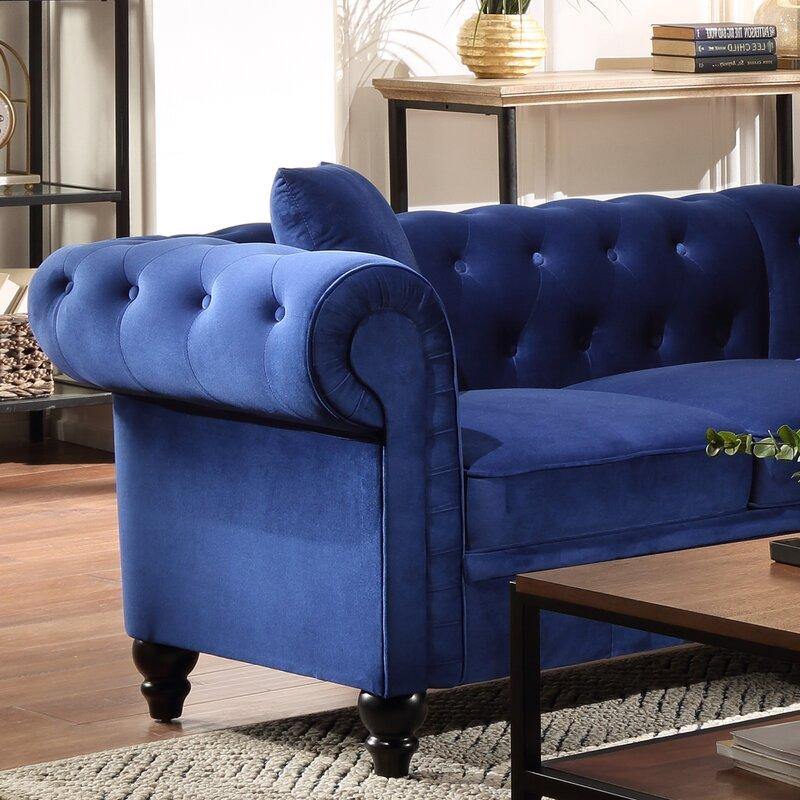 Chesterfield Luxurious Velvet Symmetrical Corner Sectional With Table And Cushions - WoodenTwist