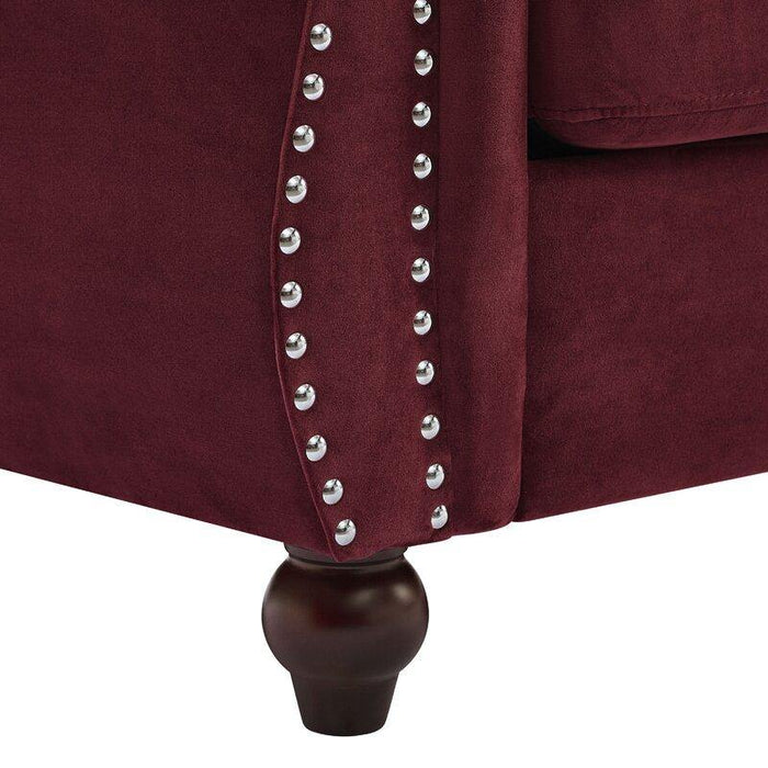 Designer Velvet Rolled Arm Chesterfield Sofa (3 Seater) - WoodenTwist
