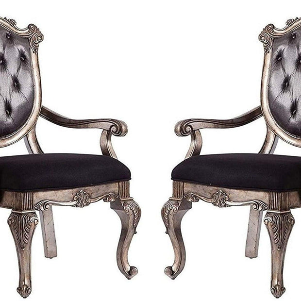 Wooden Arm Chair with Tufted Button ( Set of 2 ) - WoodenTwist