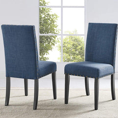 Premium Fabric Dining Chairs with Nailhead Trim (Set of 2) - WoodenTwist