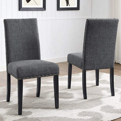 Premium Fabric Dining Chairs with Nailhead Trim (Set of 2) - WoodenTwist