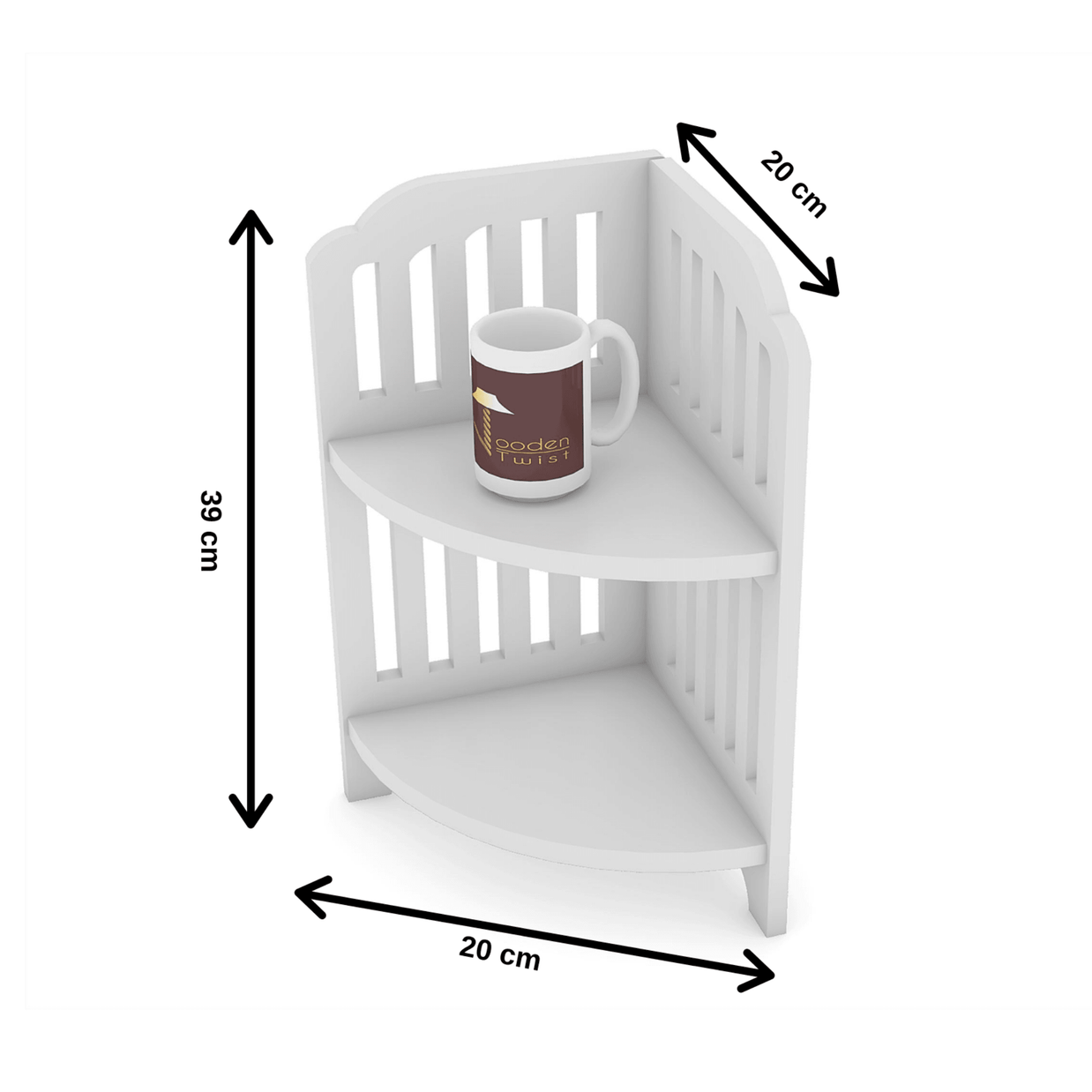 Elegante Designer Corner Wooden Shelf - dimensions diagram
