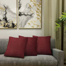Maroon Color Jute Cushion Covers - WoodenTwist