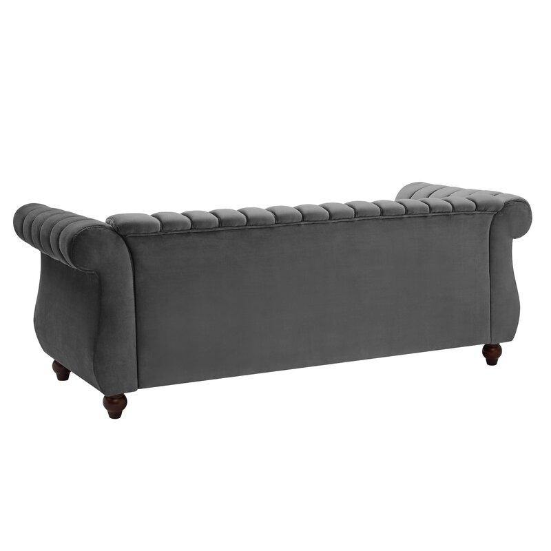 Designer Velvet Rolled Arm Chesterfield Sofa (3 Seater) - WoodenTwist