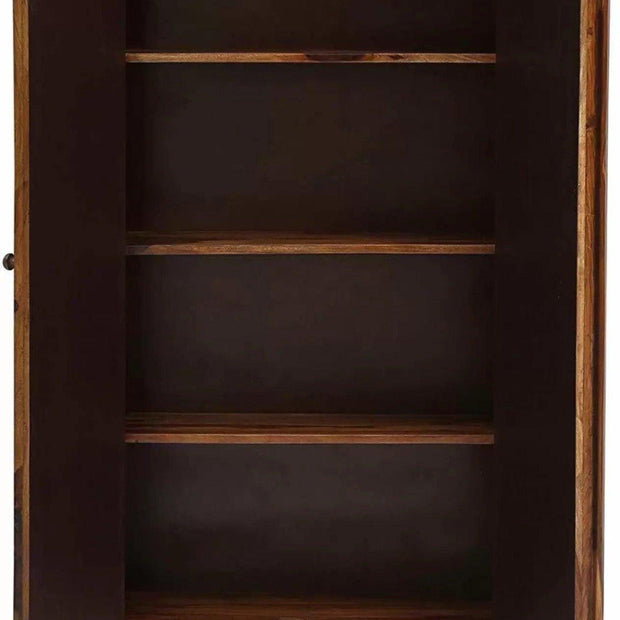 Solid Teak Wood 2 Door Wardrobe with Drawers - Doors Open Interior