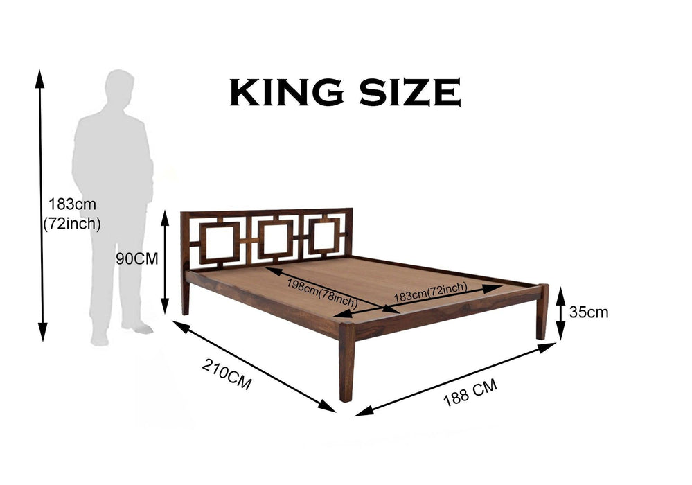 STOA BED KING Sheesham Wood (Honey Finish) - WoodenTwist