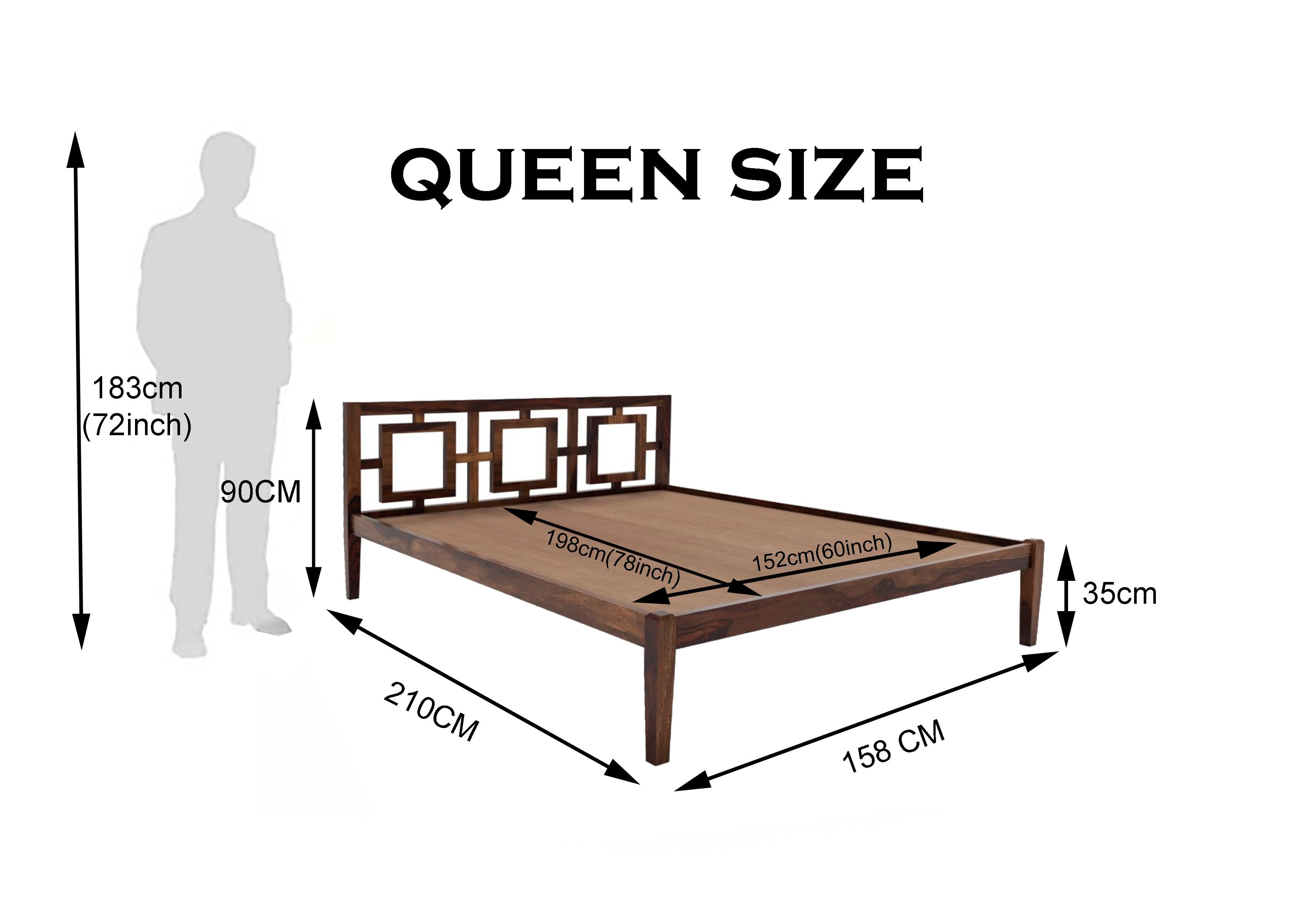 STOA BED QUEEN Sheesham Wood (Honey Finish) - WoodenTwist