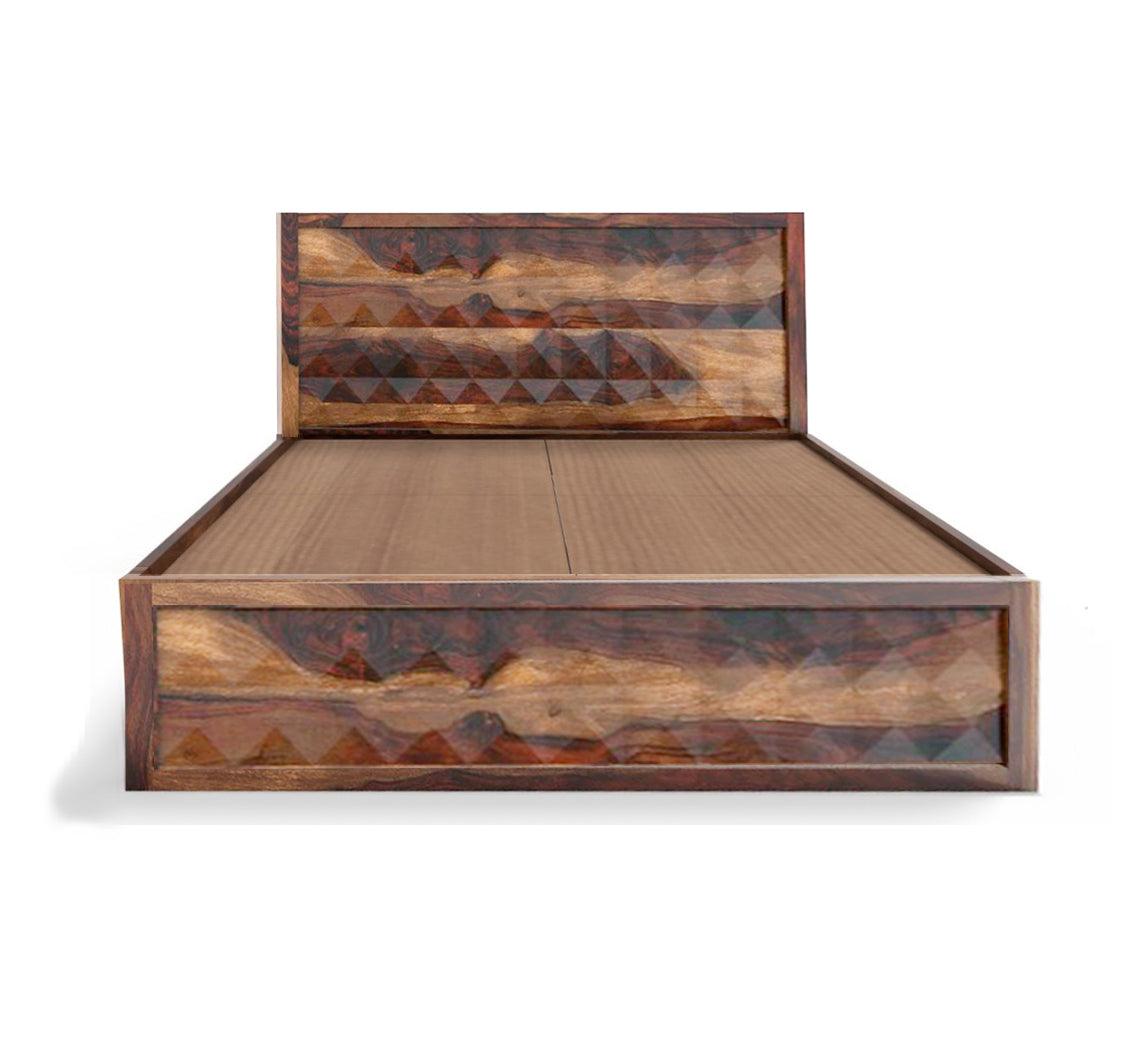 DIMOND BED QUEEN Sheesham Wood (Honey Finish) - WoodenTwist