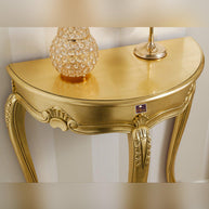 Console Table Arlette Half Moon French Baroque Style (Golden Leaf) - WoodenTwist