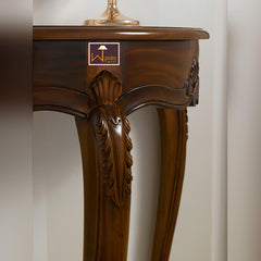 Console Table Arlette Half Moon Italian Baroque Style (Walnut Finish) - WoodenTwist