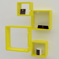 Rafuf Intersecting Floating Wall Shelves in Yellow, close up detail