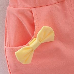 Raafi Summer Baby girls Tee With Shorts Yellow & Peach - WoodenTwist