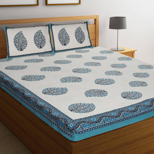 Fabrahome Rajasthani Jaipuri Graceful Cotton Block Print bed sheets - WoodenTwist