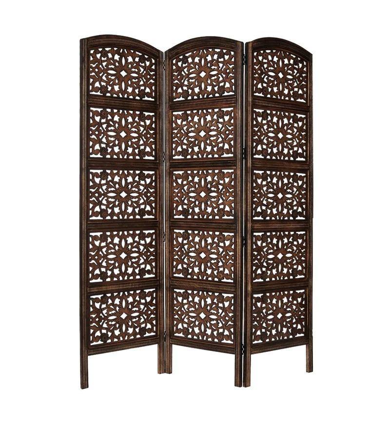 Solid Wood Room Divider in Brown Color - WoodenTwist